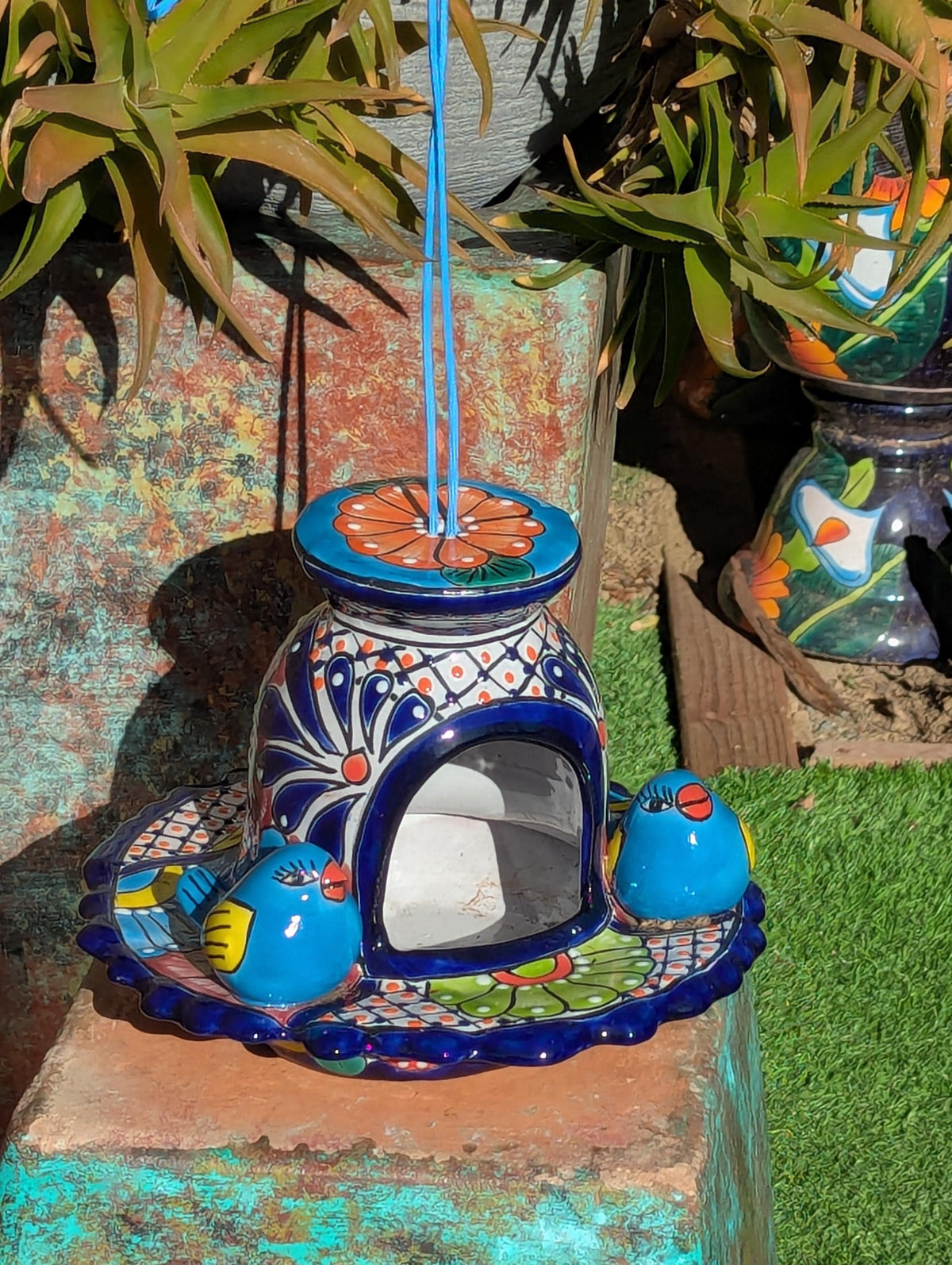 Talavera Bird Feeder, Handmade Mexican Ceramic Feeding Station