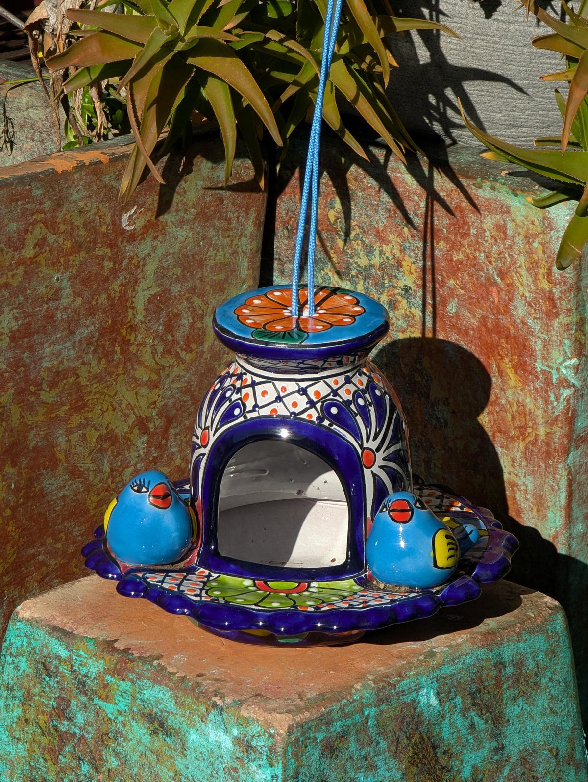 Talavera Bird Feeder, Handmade Mexican Ceramic Feeding Station