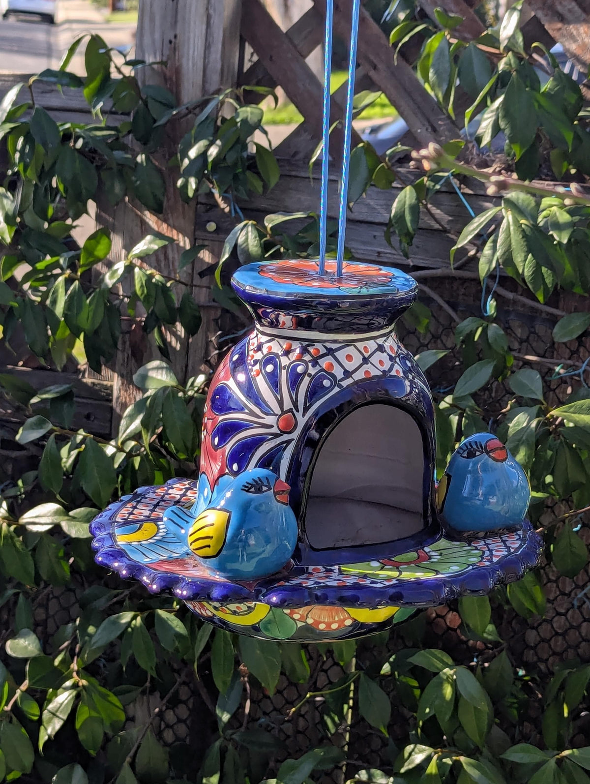 Talavera Bird Feeder, Handmade Mexican Ceramic Feeding Station
