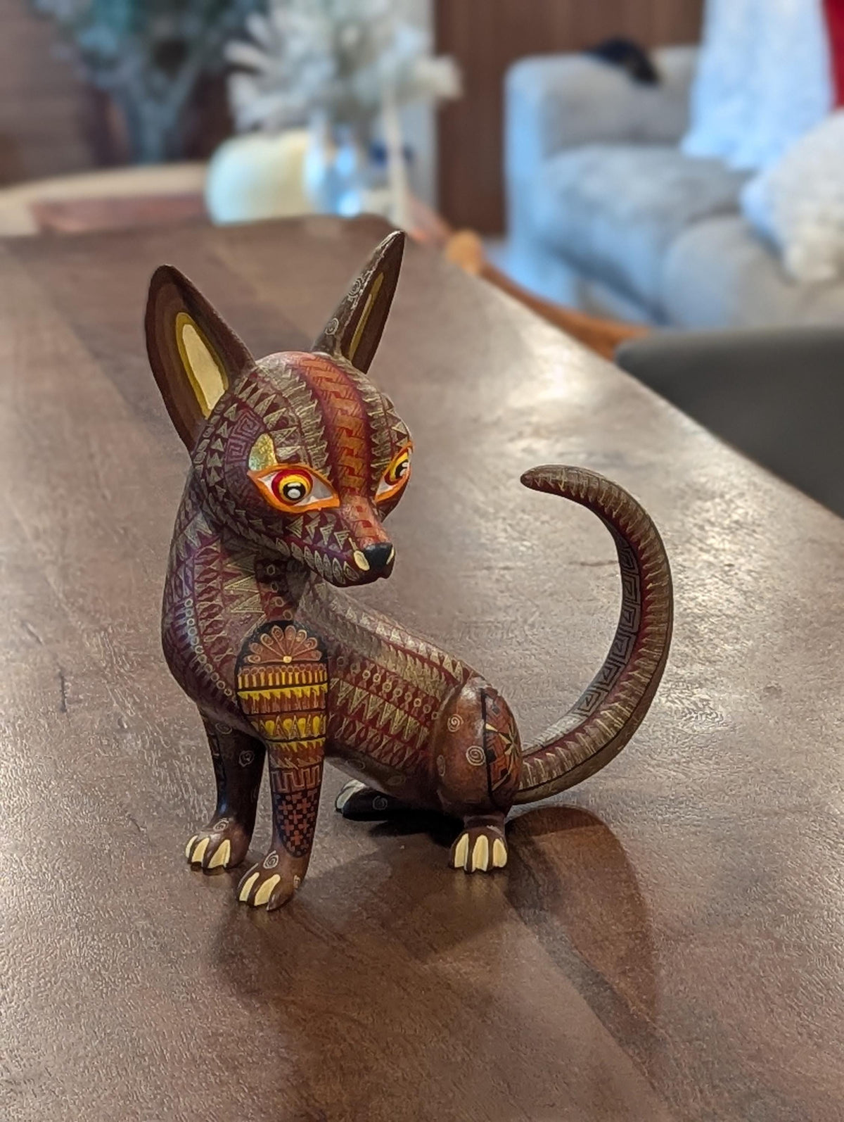 Alebrije Chihuahua Figurine | Hand-Carved & Hand Painted Mexican Folk Art from Oaxaca