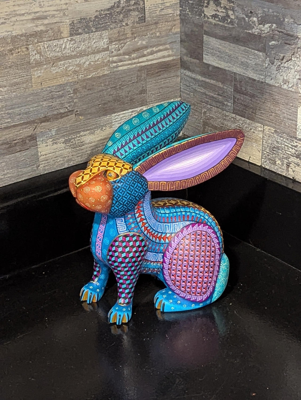 Alebrije Rabbit Figurine | Hand-Carved & Hand Painted Mexican Folk Art from Oaxaca