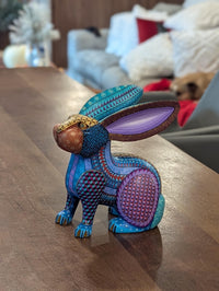 Alebrije Rabbit Figurine | Hand-Carved & Hand Painted Mexican Folk Art from Oaxaca