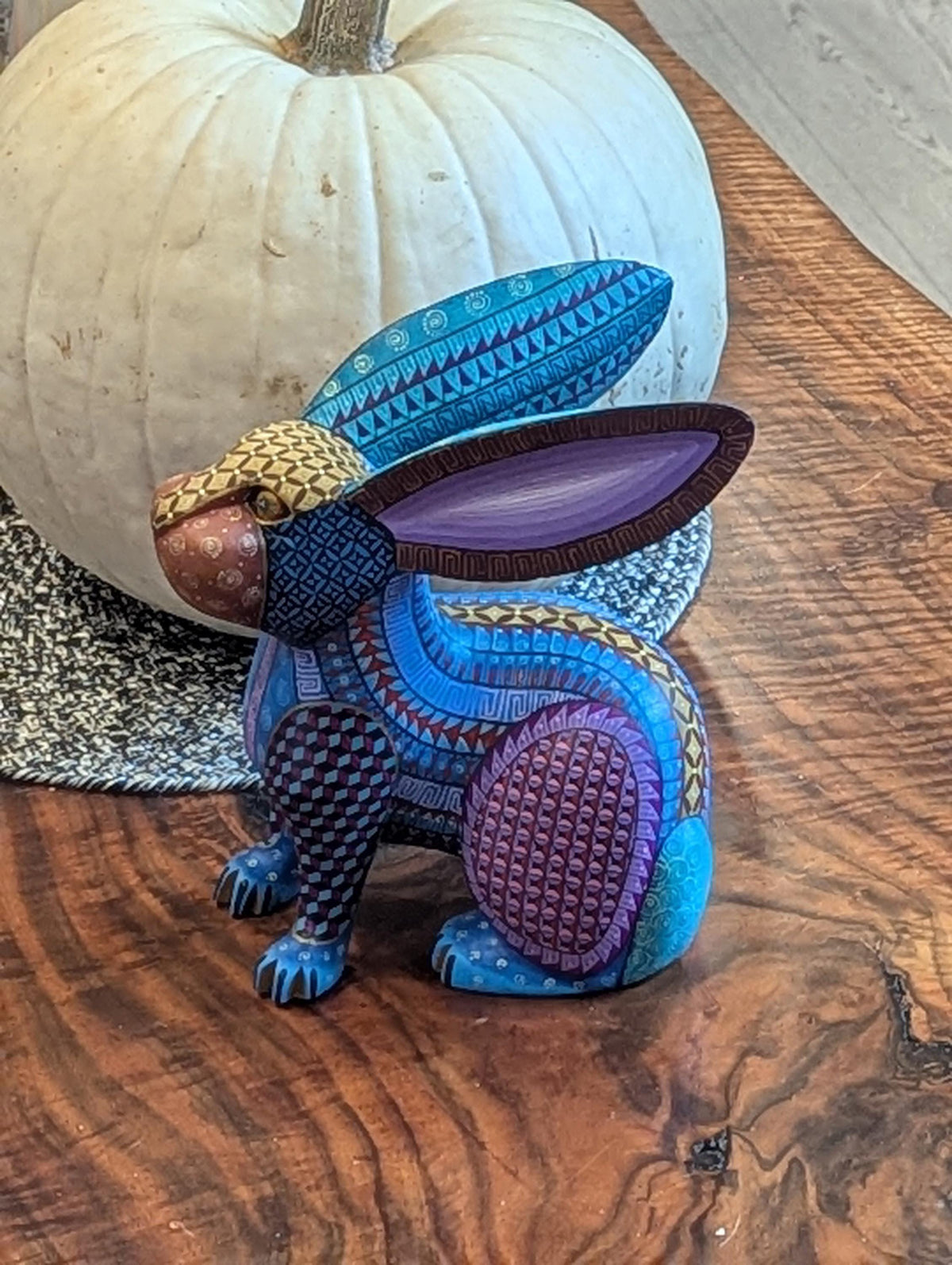 Alebrije Rabbit Figurine | Hand-Carved & Hand Painted Mexican Folk Art from Oaxaca