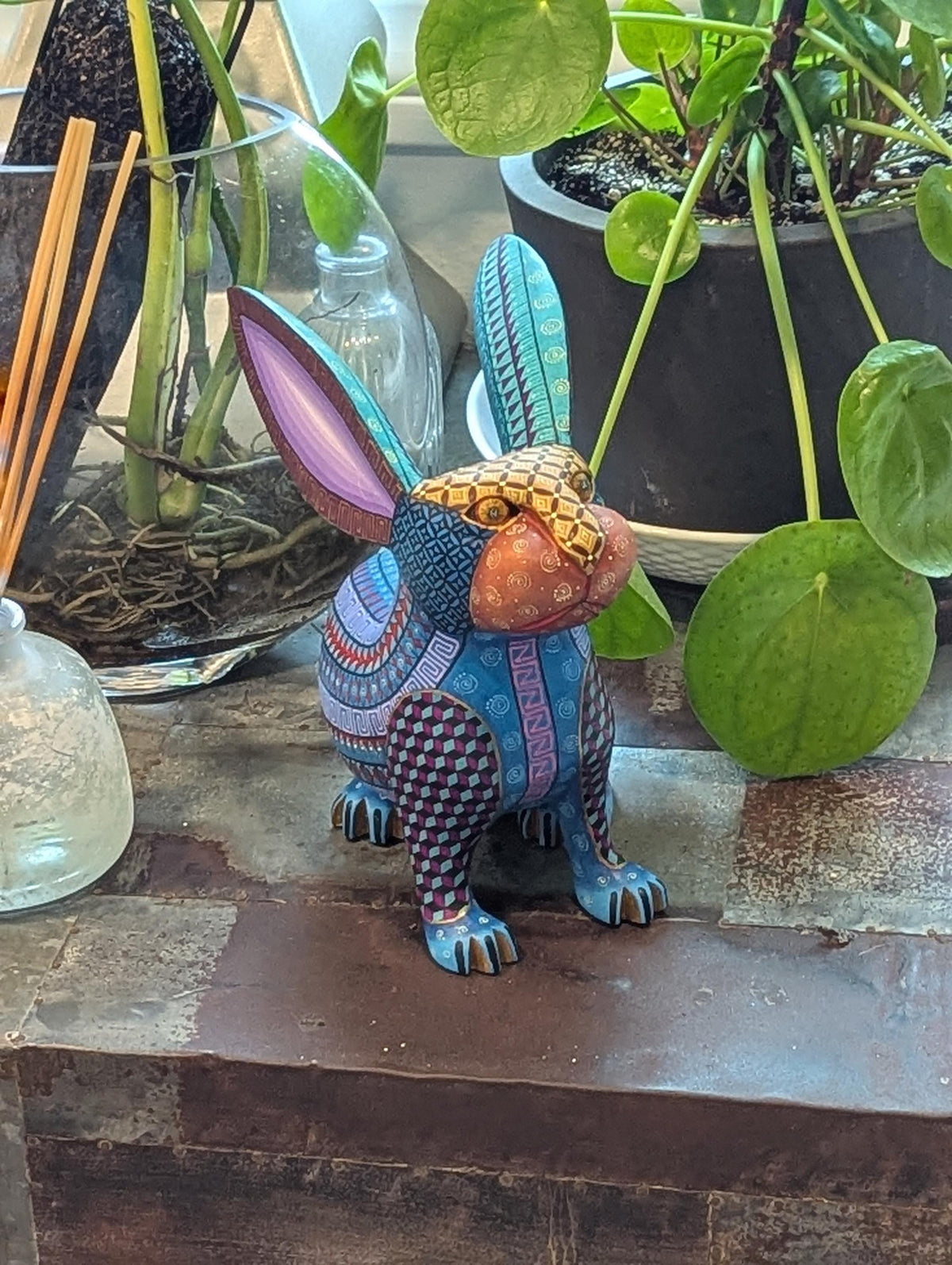 Alebrije Rabbit Figurine | Hand-Carved & Hand Painted Mexican Folk Art from Oaxaca
