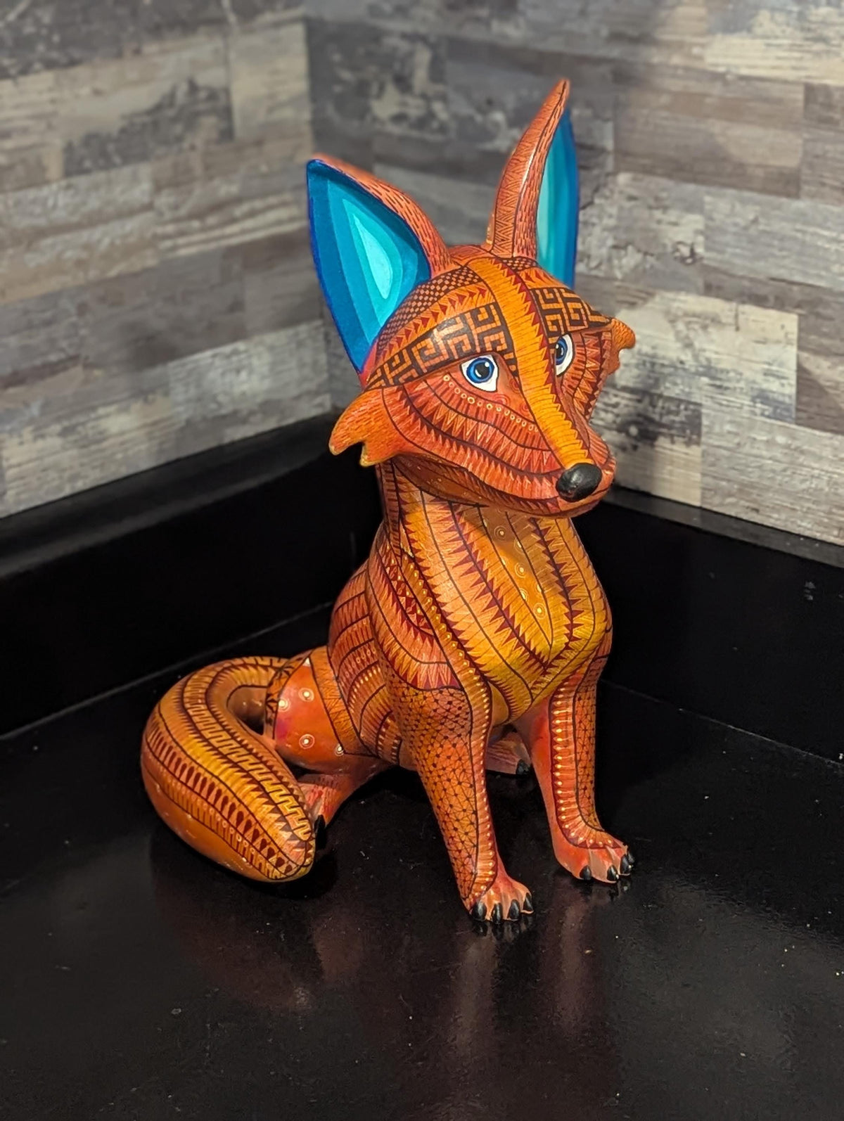 Alebrije Fox Figurine | Hand-Carved & Hand Painted Mexican Folk Art from Oaxaca
