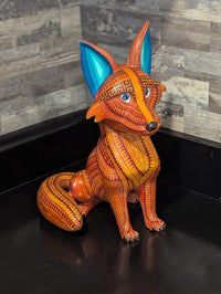 Alebrije Fox Figurine | Hand-Carved & Hand Painted Mexican Folk Art from Oaxaca