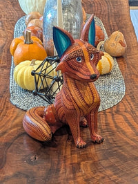 Alebrije Fox Figurine | Hand-Carved & Hand Painted Mexican Folk Art from Oaxaca