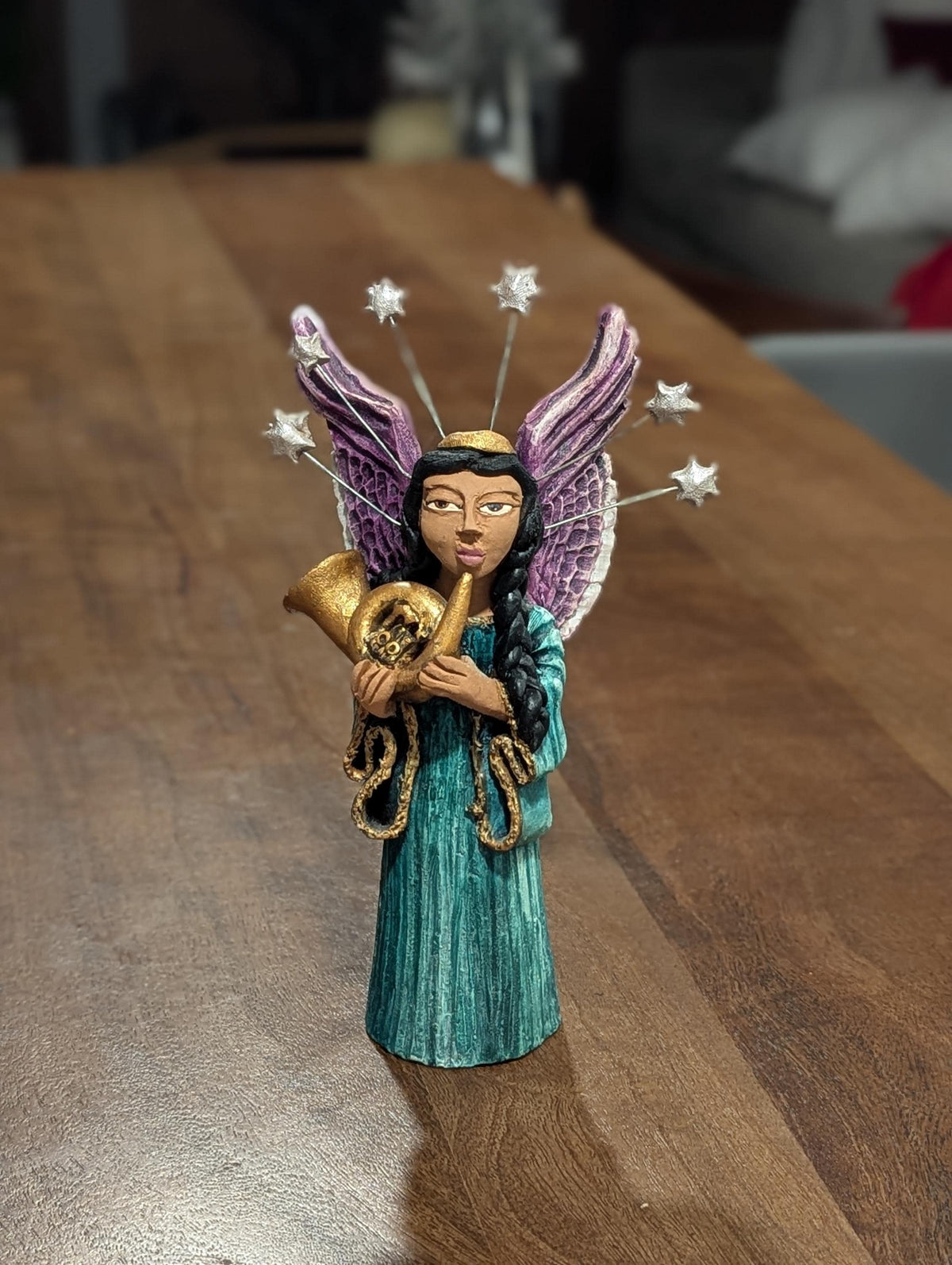 Angel French Horn Handmade Collectible Figurine is Heavenly Choir Member #10