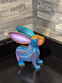 Alebrije Rabbit Figurine | Hand-Carved & Hand Painted Mexican Folk Art from Oaxaca