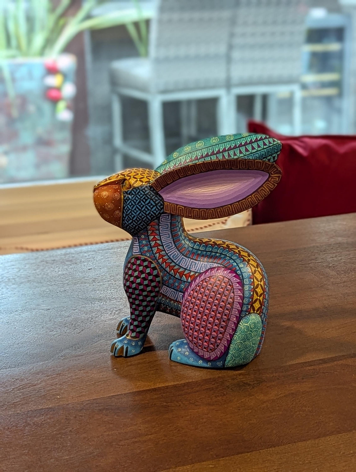 Alebrije Rabbit Figurine | Hand-Carved & Hand Painted Mexican Folk Art from Oaxaca