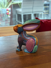 Alebrije Rabbit Figurine | Hand-Carved & Hand Painted Mexican Folk Art from Oaxaca