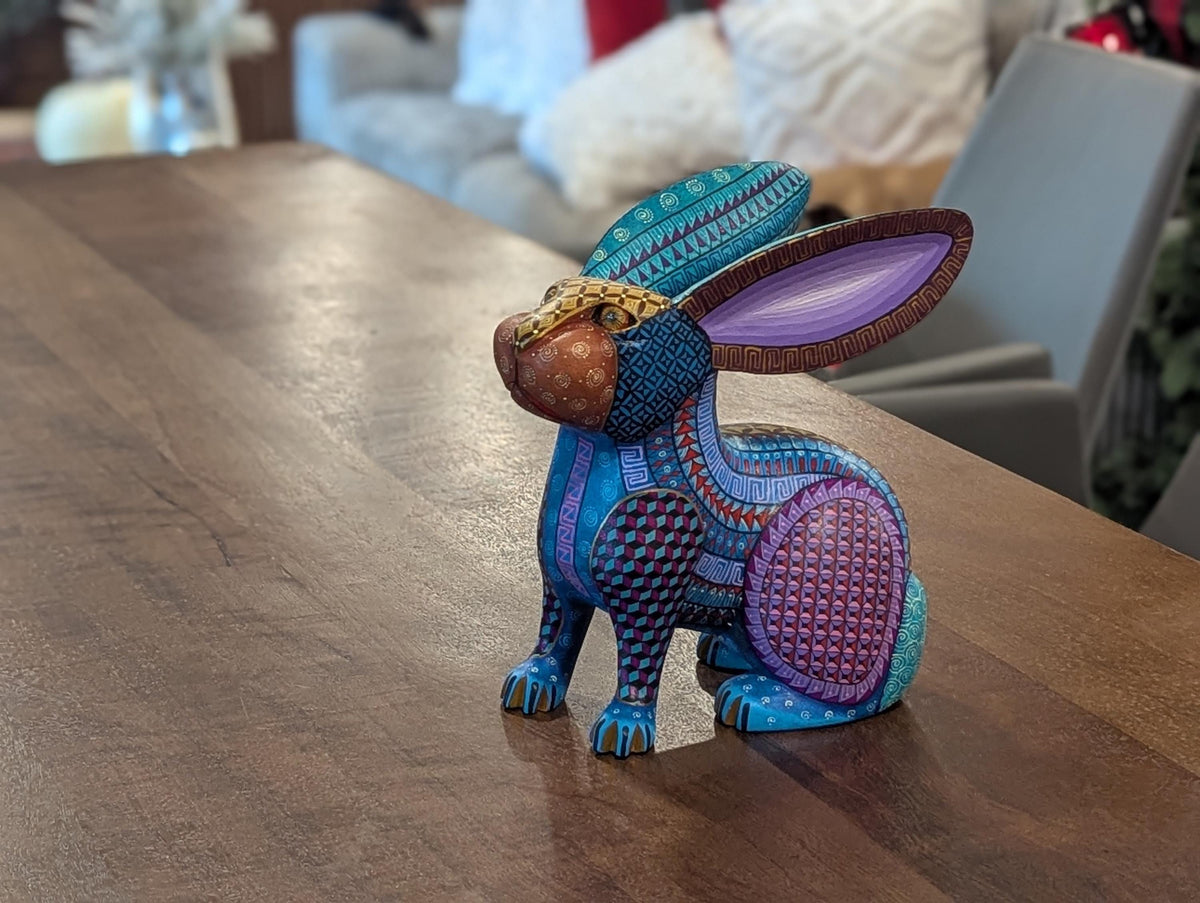 Alebrije Rabbit Figurine | Hand-Carved & Hand Painted Mexican Folk Art from Oaxaca