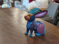 Alebrije Rabbit Figurine | Hand-Carved & Hand Painted Mexican Folk Art from Oaxaca