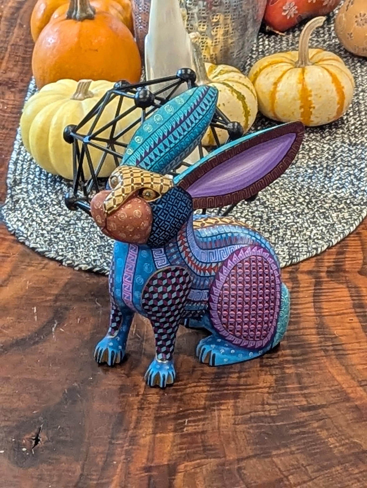 Alebrije Rabbit Figurine | Hand-Carved & Hand Painted Mexican Folk Art from Oaxaca