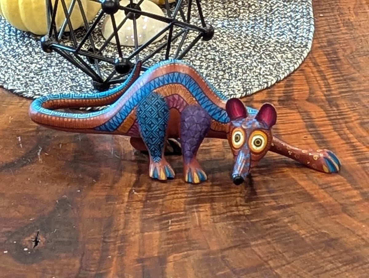 Alebrije Tarsier Figurine | Hand-Carved & Hand Painted Mexican Folk Art from Oaxaca