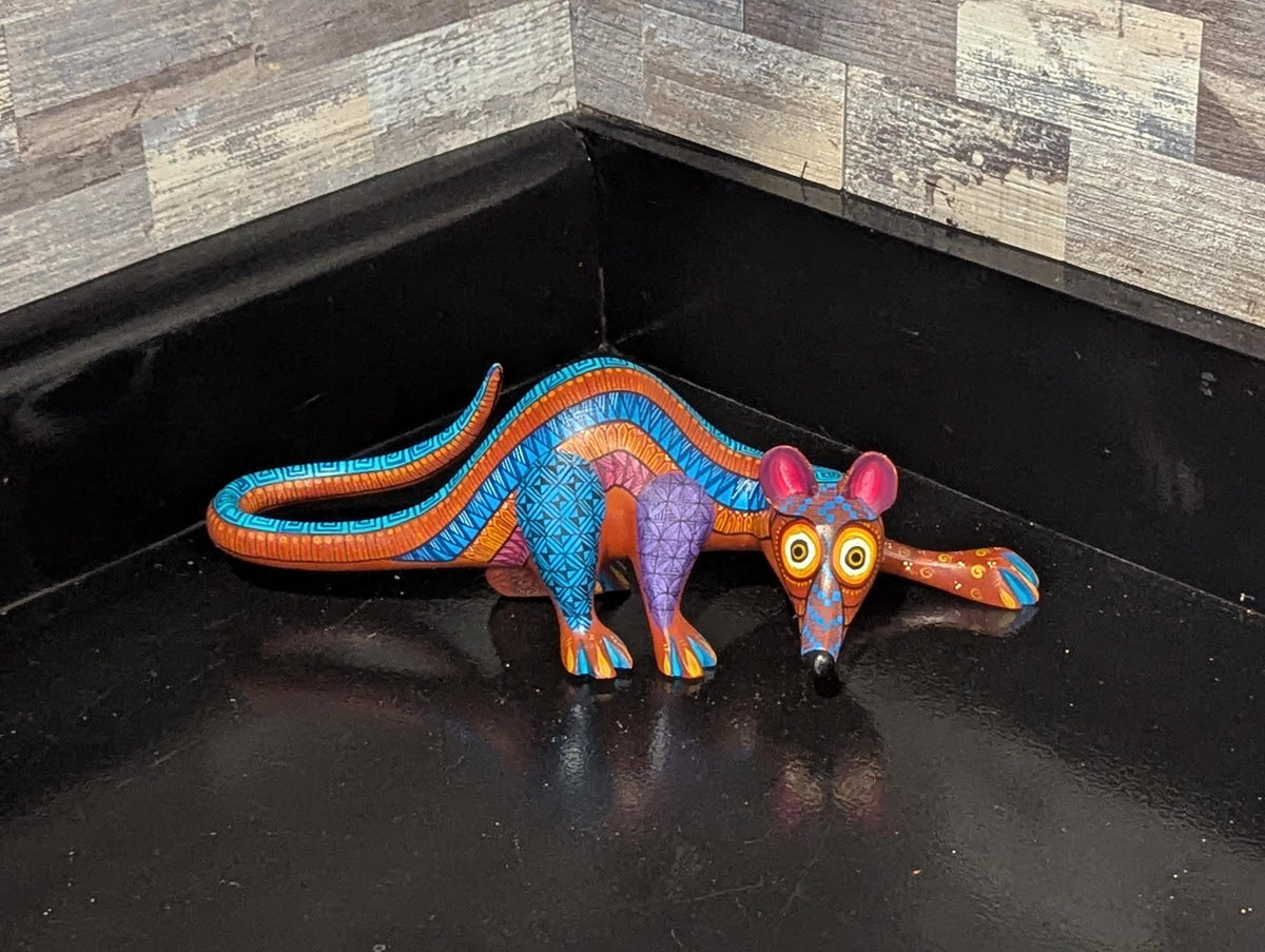 Alebrije Tarsier Figurine | Hand-Carved & Hand Painted Mexican Folk Art from Oaxaca