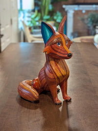 Alebrije Fox Figurine | Hand-Carved & Hand Painted Mexican Folk Art from Oaxaca