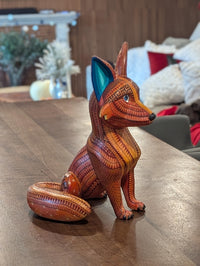Alebrije Fox Figurine | Hand-Carved & Hand Painted Mexican Folk Art from Oaxaca