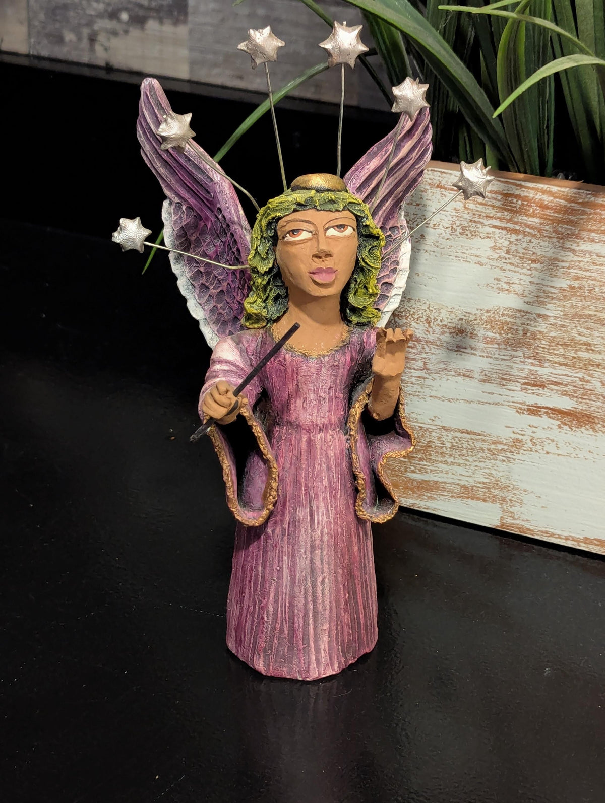 Angel Conductor Handmade Collectible Figurine is Heavenly Choir Member #11