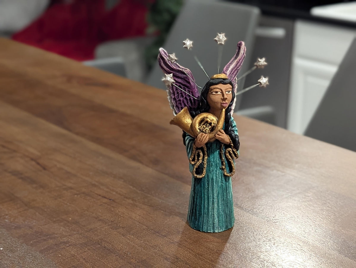 Angel French Horn Handmade Collectible Figurine is Heavenly Choir Member #10