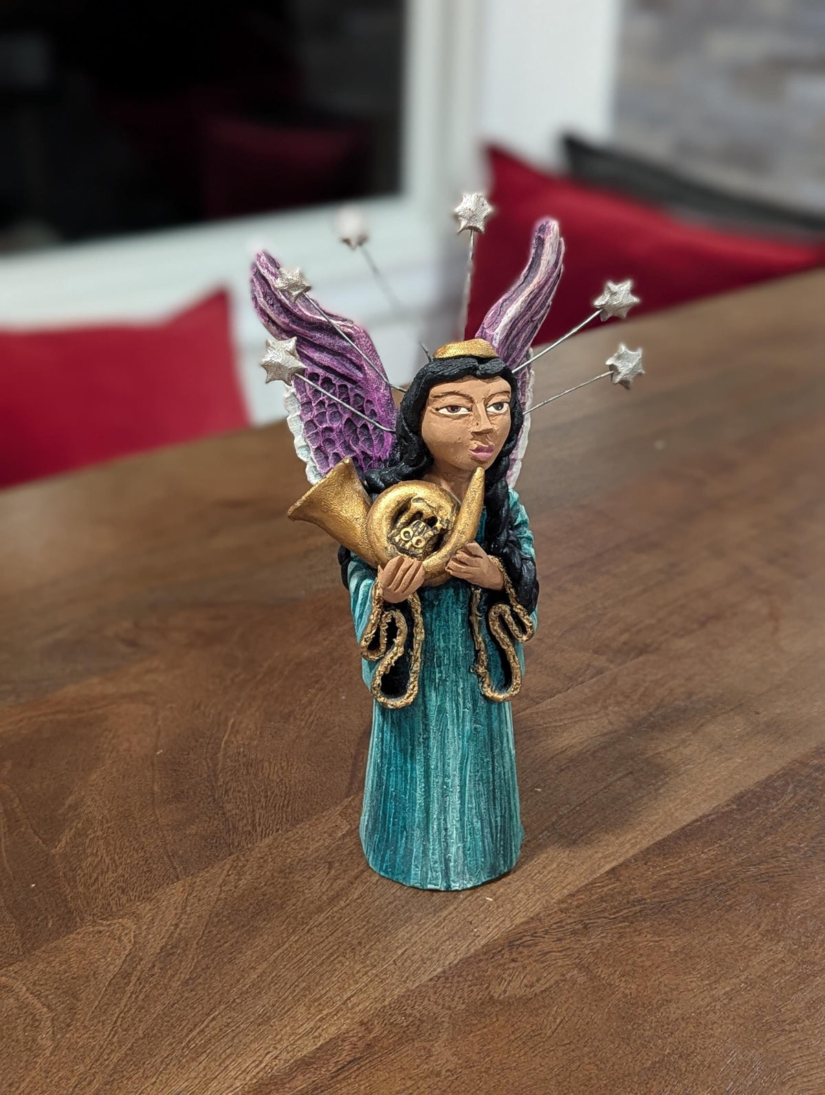 Angel French Horn Handmade Collectible Figurine is Heavenly Choir Member #10