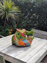 Talavera Whale Planter: Hand-Painted Mexican Ceramic Pottery Garden Decor