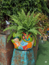 Talavera Whale Planter: Hand-Painted Mexican Ceramic Pottery Garden Decor