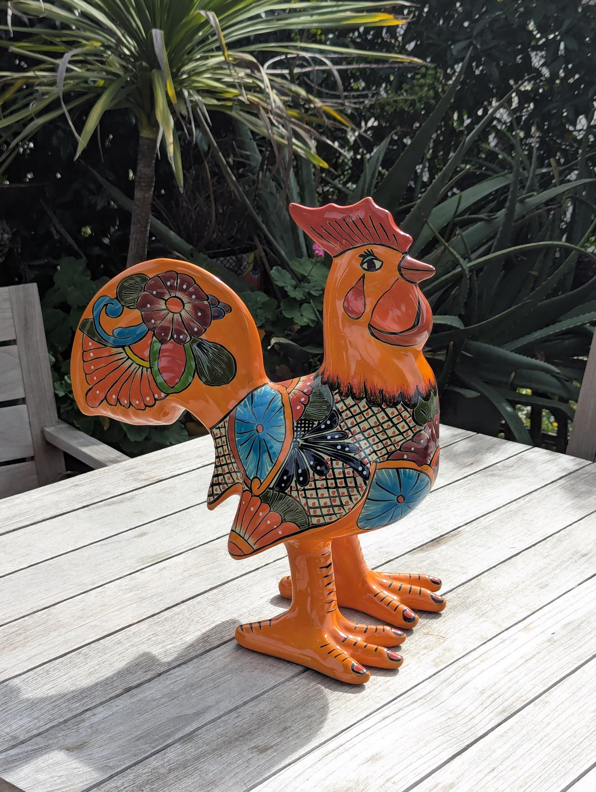 Talavera Rooster Home Decor | Ceramic Pottery, Indoor or Outdoor Figurine