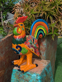 Talavera Rooster Home Decor | Handmade Ceramic Pottery, Indoor or Outdoor Figurine