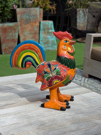 Talavera Rooster Home Decor | Handmade Ceramic Pottery, Indoor or Outdoor Figurine