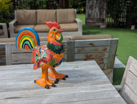 Talavera Rooster Home Decor | Handmade Ceramic Pottery, Indoor or Outdoor Figurine