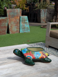 Handmade Talavera Turtle Planter: Mexican Pottery Garden Decor