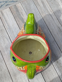 Talavera Whale Planter: Hand-Painted Mexican Ceramic Pottery Garden Decor