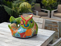 Talavera Whale Planter: Hand-Painted Mexican Ceramic Pottery Garden Decor
