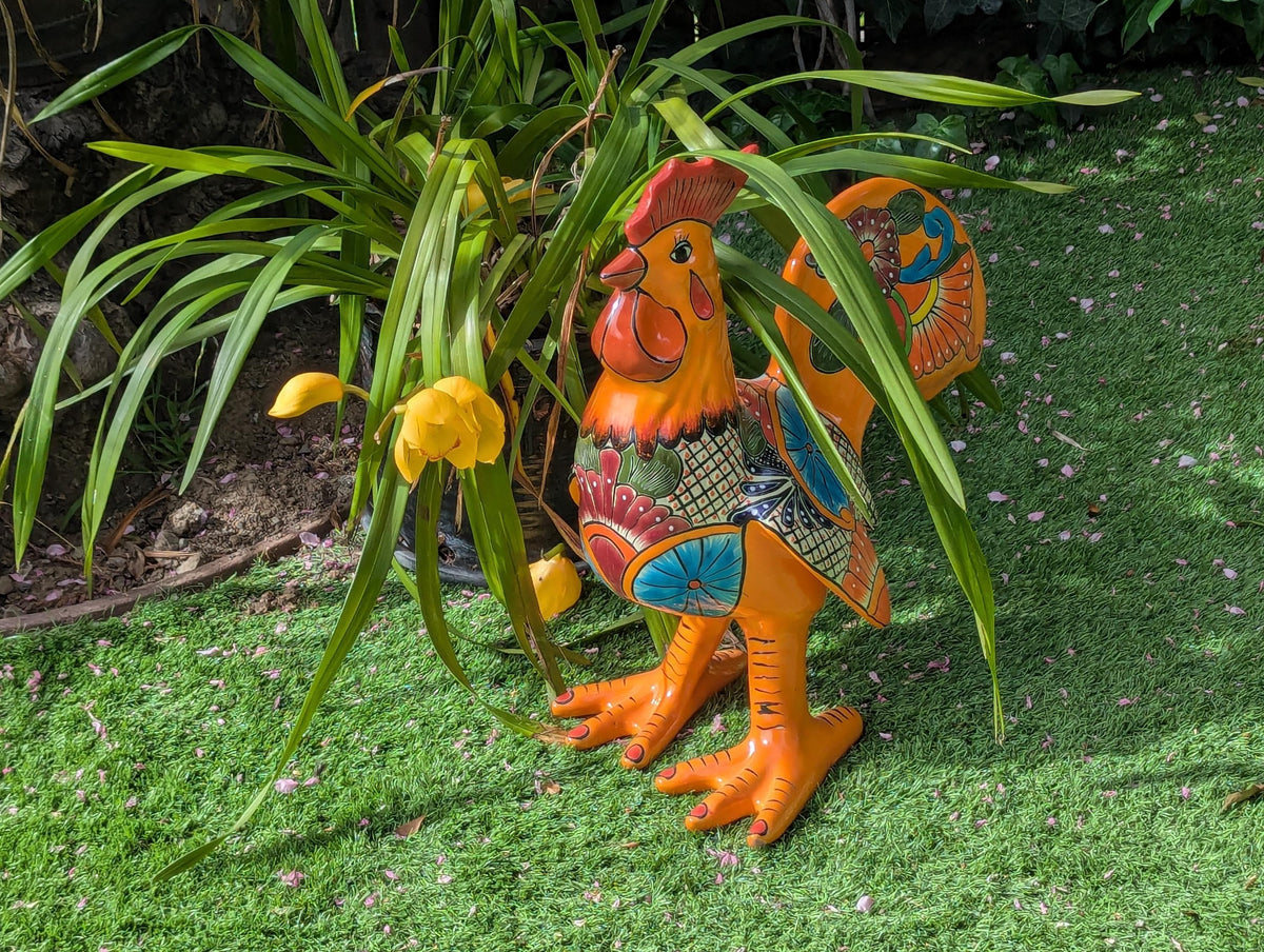 Talavera Rooster Home Decor | Ceramic Pottery, Indoor or Outdoor Figurine