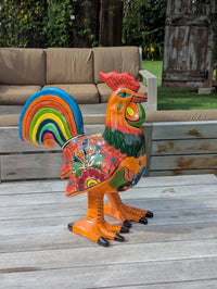 Talavera Rooster Home Decor | Handmade Ceramic Pottery, Indoor or Outdoor Figurine