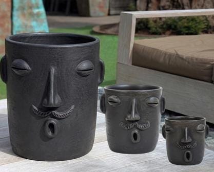 Small Face Planter Bundle | Head Pots for Desk or Shelf | Handmade Mexican Pottery