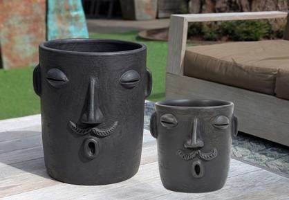 Small Face Planter Bundle | Head Pots for Desk or Shelf | Handmade Mexican Pottery