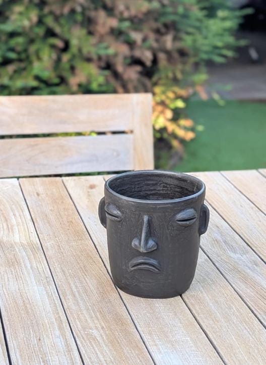 Sad Face Planter Bundle | Handmade Mexican Pottery | Artisan Flower Pot Home Decor
