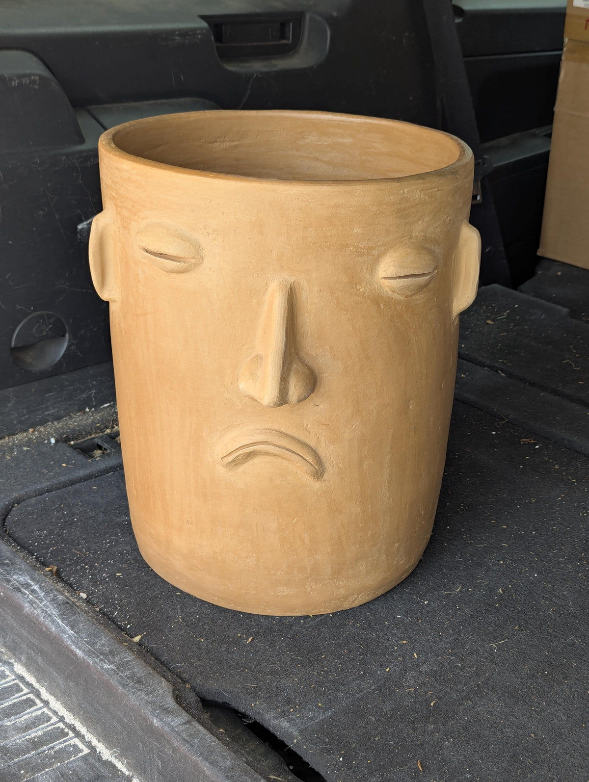 Sad Face Planter | Handmade Mexican Pottery | Artisan Flower Pot Home Decor