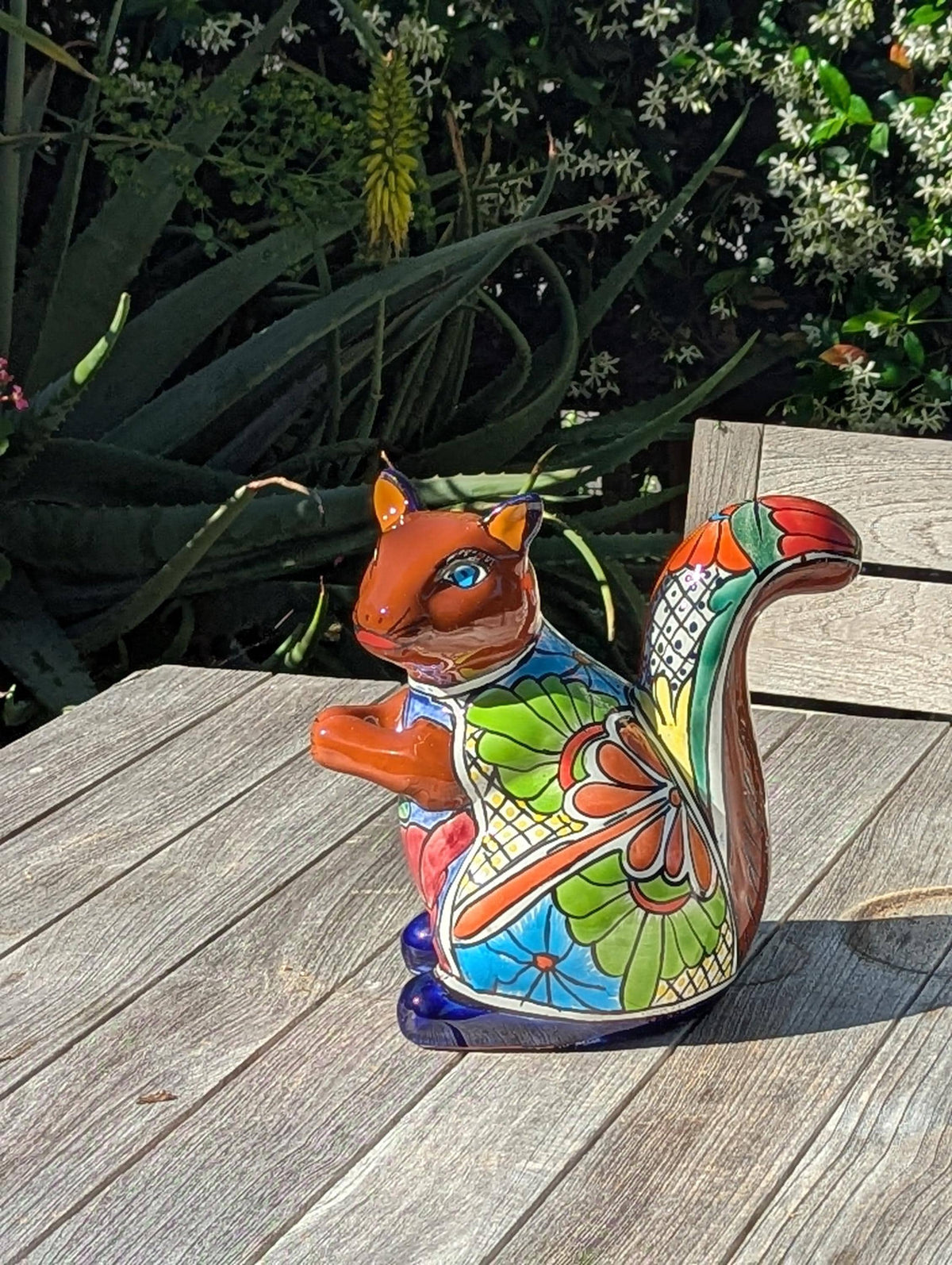 Talavera Squirrel Figurine | Mexican Pottery Ceramic Garden Statue Gifts |  Handmade Art Decor