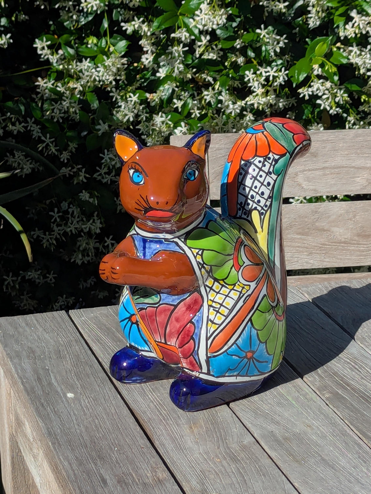 Talavera Squirrel Figurine | Mexican Pottery Ceramic Garden Statue Gifts |  Handmade Art Decor