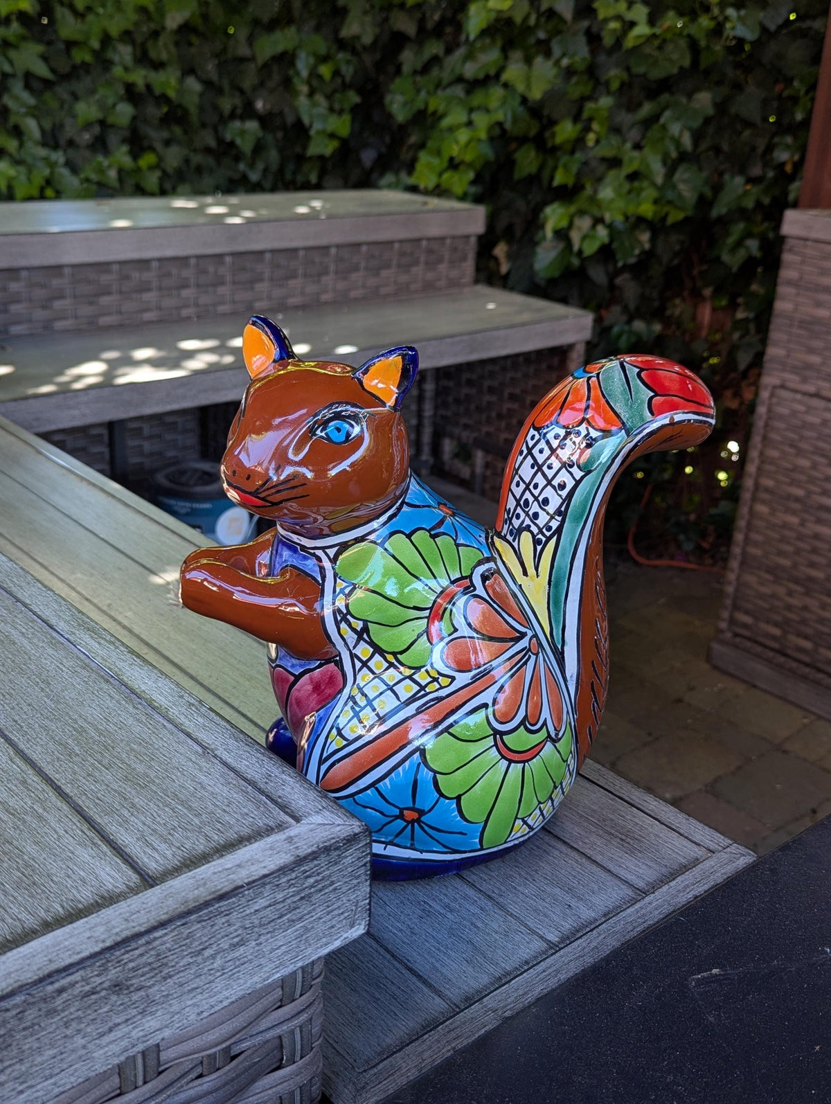 Talavera Squirrel Figurine | Mexican Pottery Ceramic Garden Statue Gifts |  Handmade Art Decor
