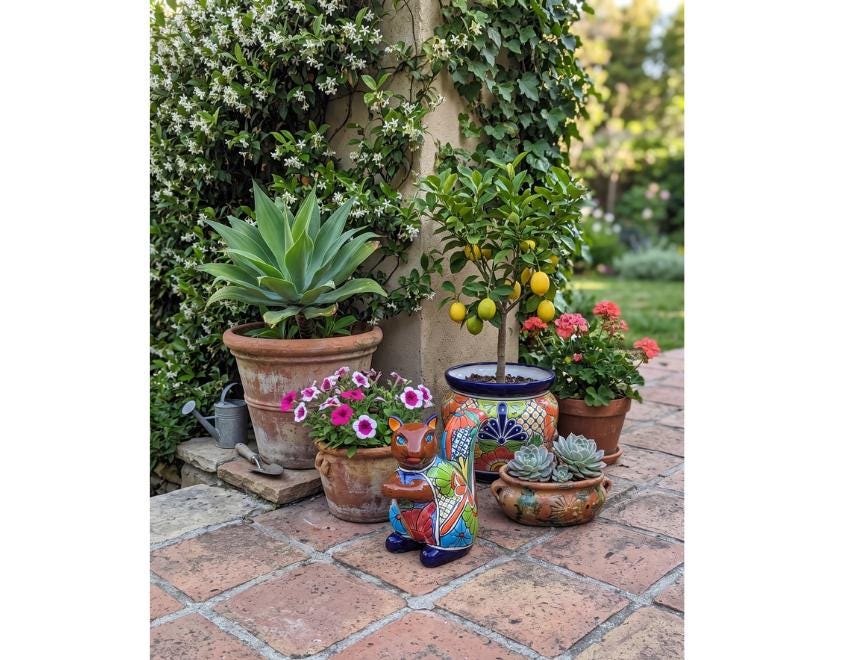 Talavera Squirrel Figurine | Mexican Pottery Ceramic Garden Statue Gifts |  Handmade Art Decor