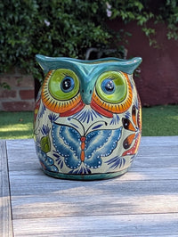 Talavera Owl Planter | Handmade Mexican Ceramic Flower Pot | Housewarming Gift