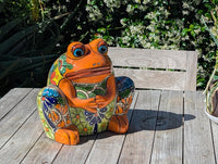 Handmade Talavera Frog Planter | Colorful Mexican Pottery Ceramic Flower Pot | Garden Gift