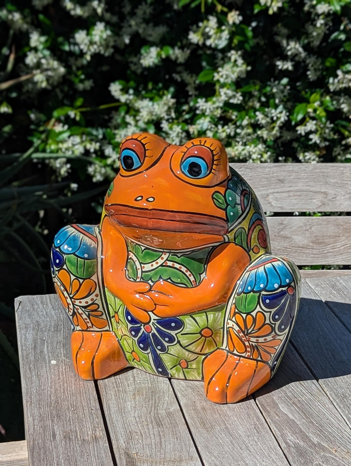 Handmade Talavera Frog Planter | Colorful Mexican Pottery Ceramic Flower Pot | Garden Gift