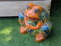 Handmade Talavera Frog Planter | Colorful Mexican Pottery Ceramic Flower Pot | Garden Gift