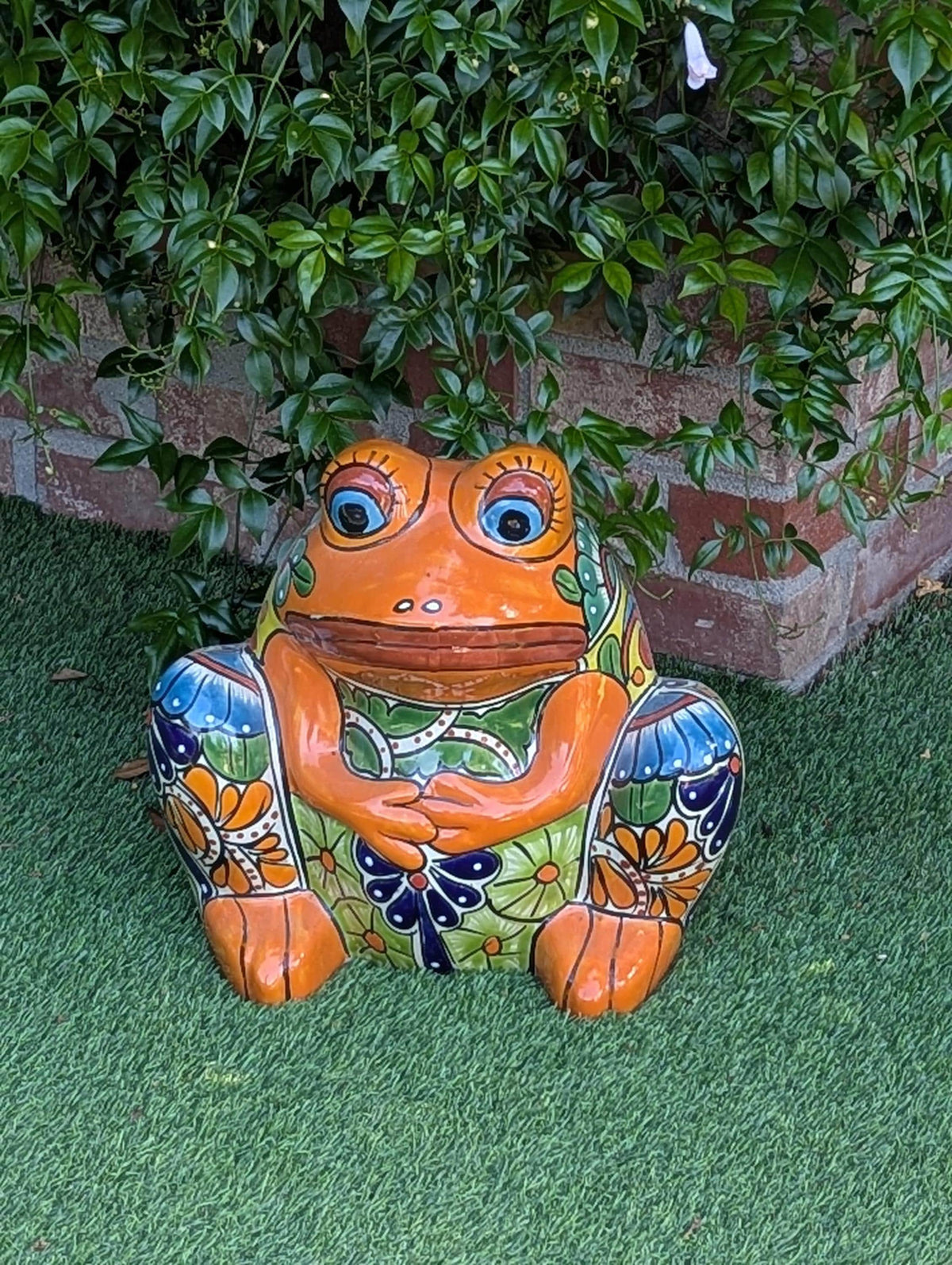 Handmade Talavera Frog Planter | Colorful Mexican Pottery Ceramic Flower Pot | Garden Gift