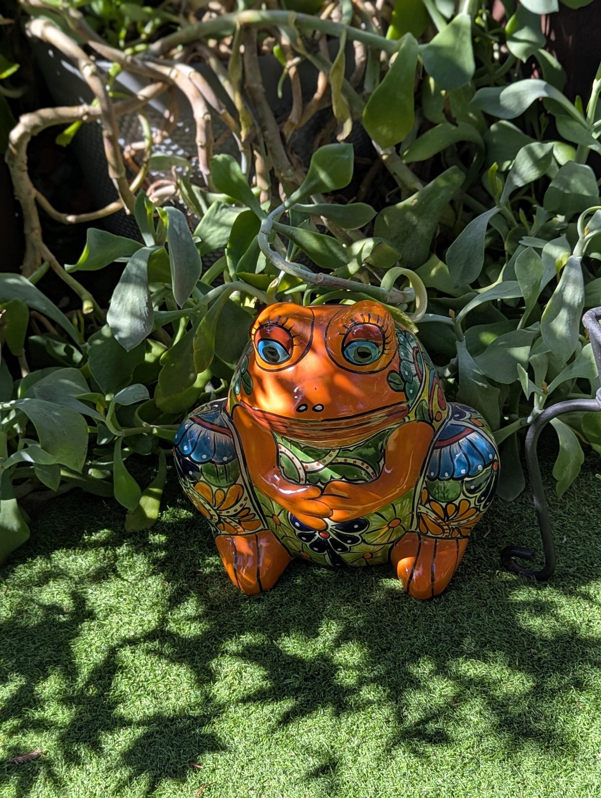 Handmade Talavera Frog Planter | Colorful Mexican Pottery Ceramic Flower Pot | Garden Gift